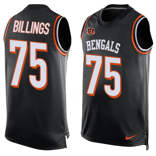 Men's Limited Andrew Billings Nike Jersey Black - #75 Player Name & Number Tank Top NFL Cincinnati Bengals
